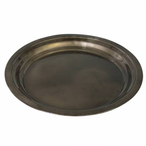 Floristik24 Assiette décorative en métal bronze effet glacis Ø30cm