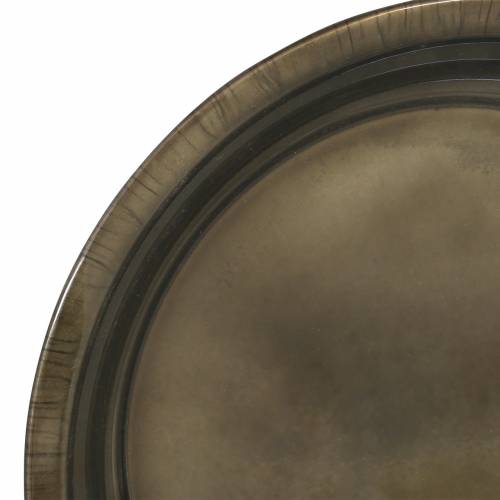 Assiette décorative en métal bronze effet glacis Ø40cm