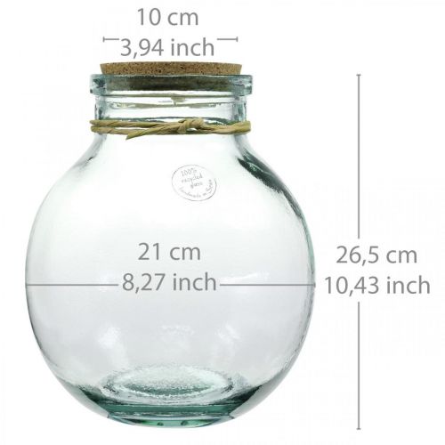 Floristik24 Set de jardin bouteille verre avec couvercle liège et outils Ø21cm H25cm