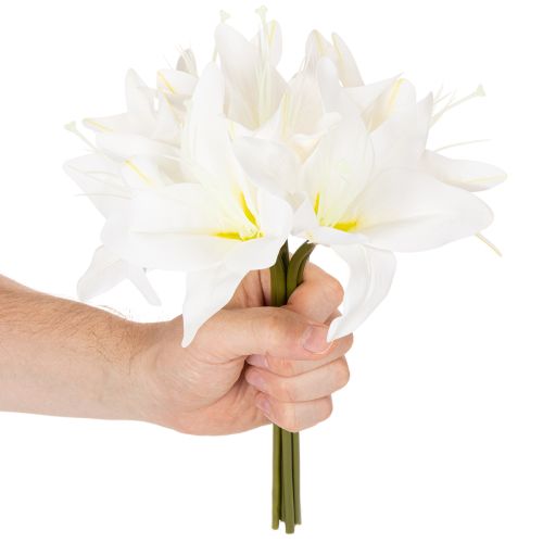 Kunstblume Lys Tigre blanc 29 cm bouquet de 6 pièces | Floristik24.fr