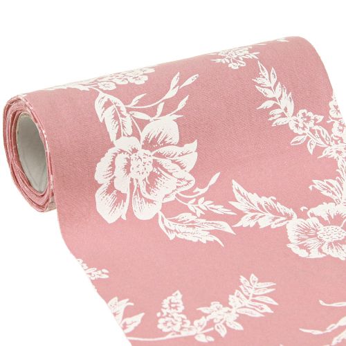 Article Ruban de table motif floral chemin de table coton rose 15cm 3m