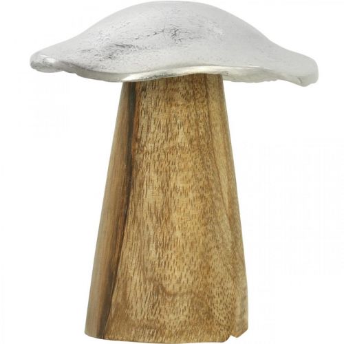 Floristik24 Déco de table champignon métal bois argenté champignon en bois H10cm