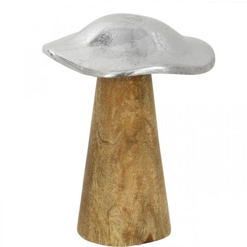 Floristik24 Déco de table champignon métal bois argenté champignon en bois H14cm