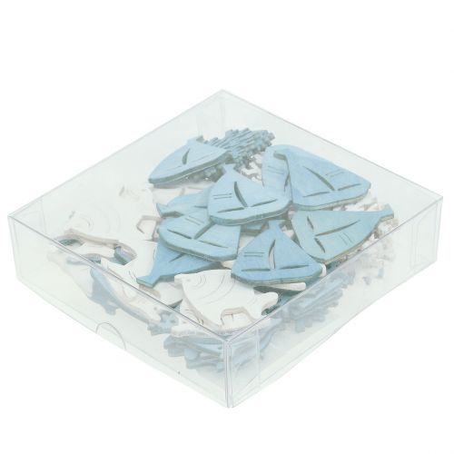 Floristik24 Décoration de table poisson, corail, bateau bleu clair-blanc 72 pcs