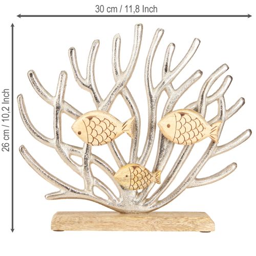 Article Décoration de table décor corail maritime poisson bois métal L30cm