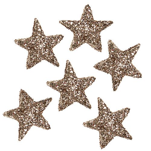 Floristik24 Dessus de table étoile mica champagne 1,5cm 144pcs