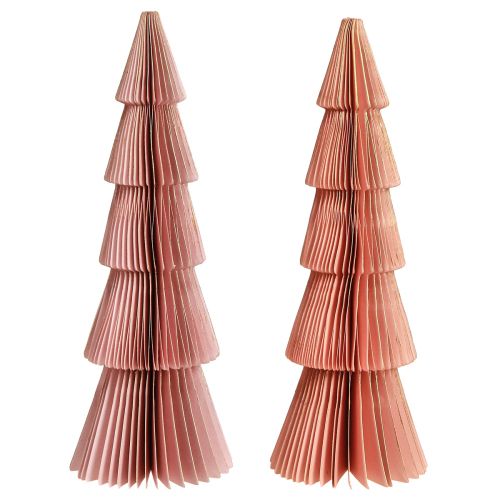 Article Décoration de table Sapin de Noël en papier nid d&#39;abeille Abricot Or H30cm 2 pcs