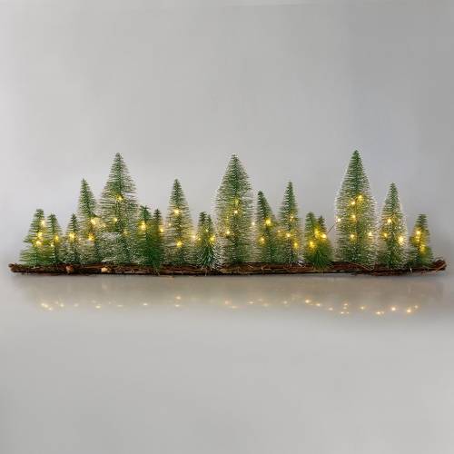 Floristik24 Décoration de table forêt d&#39;hiver avec LED verte 100cm 60L