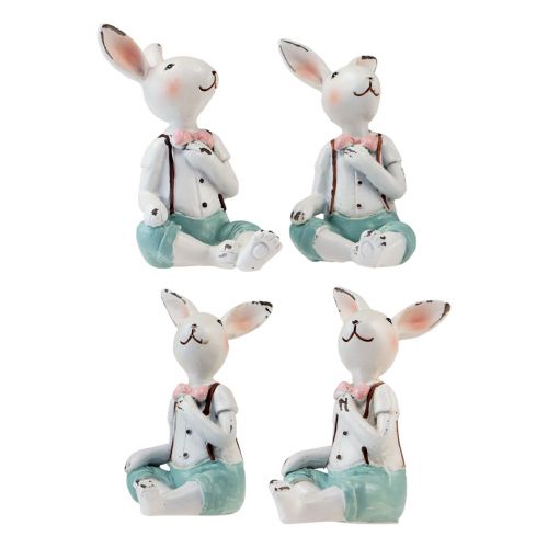 Décoration de table lapins de Pâques garçons blanc bleu rose 8,5cm 4pcs