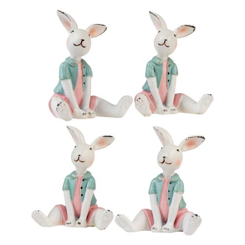 Article Décoration de table lapin de Pâques fille blanc bleu rose 8,5cm 4pcs