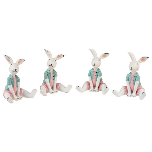 Article Décoration de table lapin de Pâques fille blanc bleu rose 8,5cm 4pcs