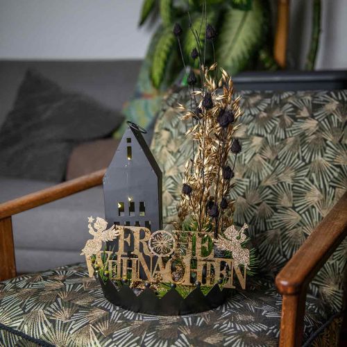 Floristik24 Décoration de table Couronne de Noël or noir Ø25,5cm H6cm