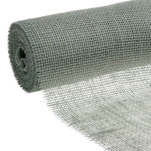 Chemin de table jute ruban bleu-gris 30cm 10m