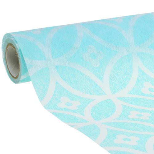 Floristik24 Chemin de table avec motif bleu clair 30cm x 300cm