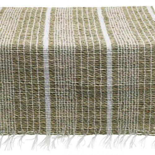 Floristik24 Chemin de table jonc de mer naturel, blanc décoration de table été 35×220cm