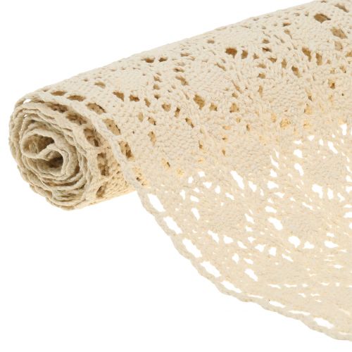 Floristik24 Chemin de table crochet dentelle nature 30cm x 140cm