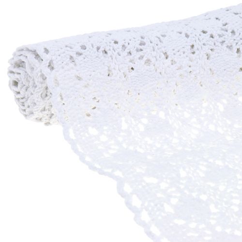 Floristik24 Chemin de table dentelle au crochet blanc 30 x 140 cm