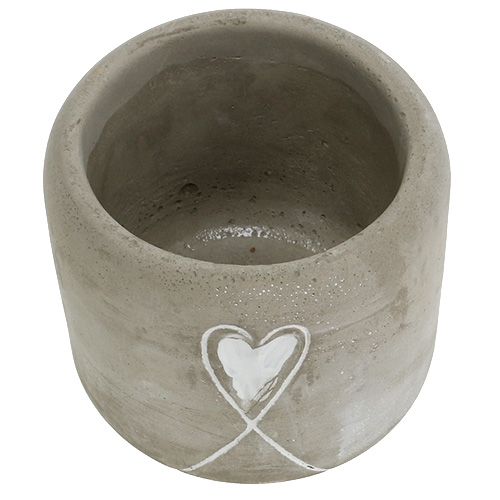 Floristik24 Pot en béton avec coeur Ø8cm H7cm 6pcs