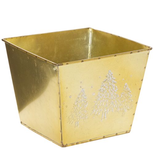 Pots décoratif en métal motif sapin scintillant 18 cm doré