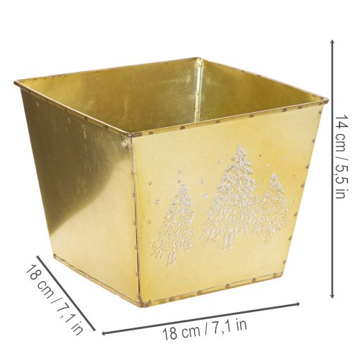 Pots décoratif en métal motif sapin scintillant 18 cm doré | Floristik24.fr