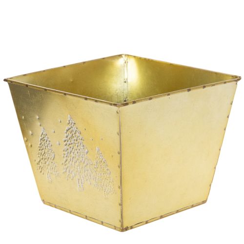 Pots décoratif en métal motif sapin scintillant 18 cm doré | Floristik24.fr