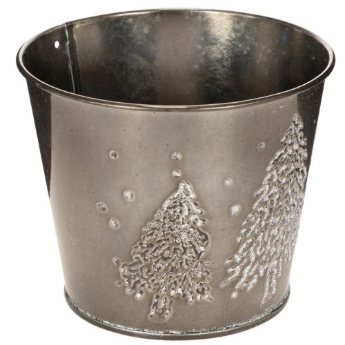 Cache-pot en métal avec motif sapins scintillants 13 cm | Floristik24.fr