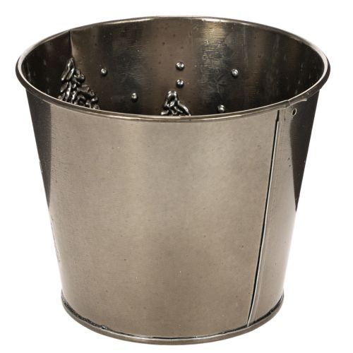 Cache-pot en métal avec motif sapins scintillants 13 cm | Floristik24.fr