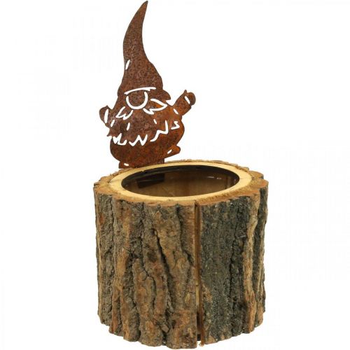 Cache-pot bois cache-pot aspect bois lutin rouillé H24cm