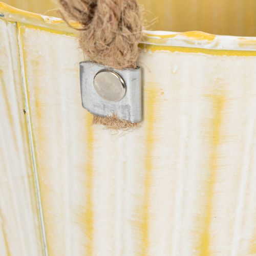 Article Pot en métal, décoration printanière, cache-pot avec anses, jaune, style shabby chic, Ø 18 cm, H 17,5 cm