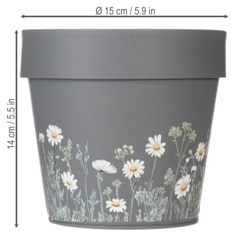 Article Pot de fleurs à motif délicat de fleurs sauvages, idéal pour un balcon ou une terrasse, 15 cm, lot de 3