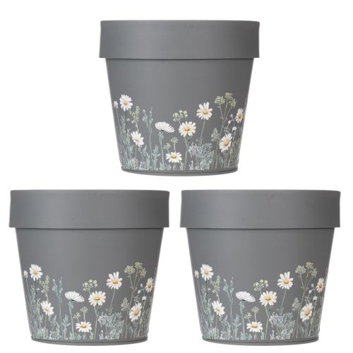 Article Pot de fleurs à motif délicat de fleurs sauvages, idéal pour un balcon ou une terrasse, 15 cm, lot de 3