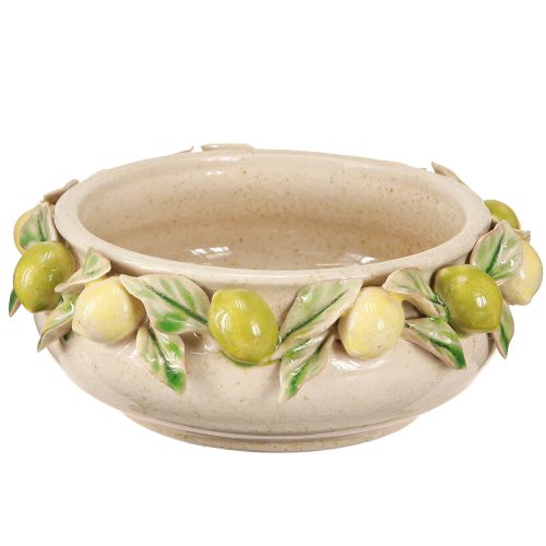 Article Bol en céramique avec citrons – Bol décoratif méditerranéen pour table et cuisine Ø21,5cm H8,5cm