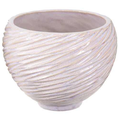 Article Pot de fleurs en céramique crème-rose – Jardinière décorative moderne avec motif rainuré Ø15cm 2pcs
