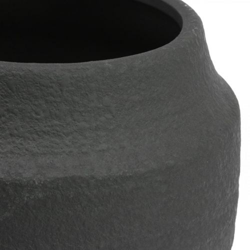 Article Jardinière Pot de Fleurs en Céramique Noire Ø23cm H19.5cm