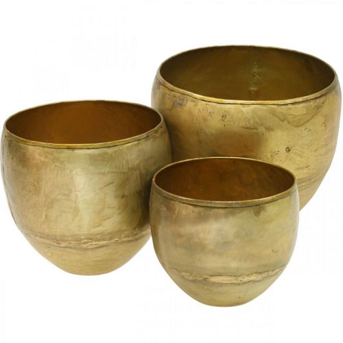 Floristik24 Vases décoratifs vases en métal aspect laiton Ø17,5/15/13cm lot de 3