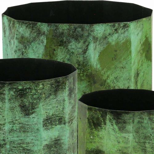 Article Cache-pot métal vert Ø26cm/20cm/16cm set de 3