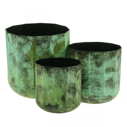 Floristik24 Cache-pot métal vert Ø26cm/20cm/16cm set de 3