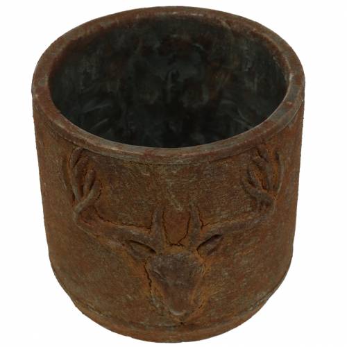 Floristik24 Cache-pot patine rouille tête de cerf Ø13.5cm H13cm