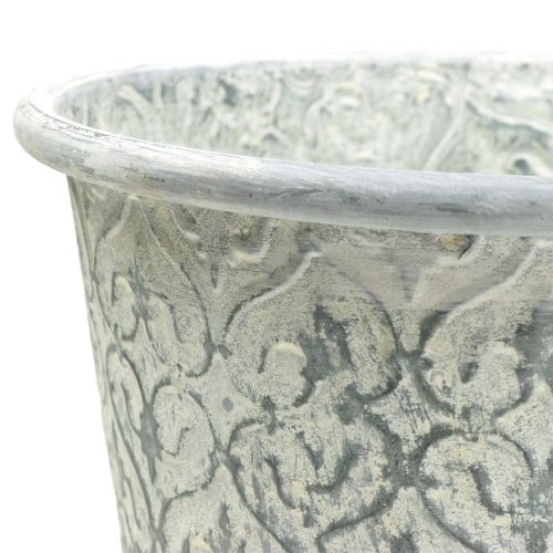 Floristik24 Pot en zinc avec décor crème lavé Ø19cm H20cm