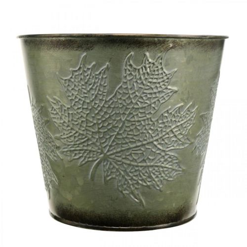 Article Cache-pot avec décoration d&#39;automne, décoration en métal, jardinière d&#39;automne verte Ø18.5cm H17cm