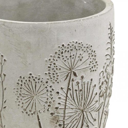 Article Vase vase à fleurs en béton blanc avec fleurs en relief vintage Ø14.5cm