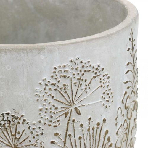 Floristik24 Vase Concrete White Flower vase avec fleurs en relief vintage Ø18cm