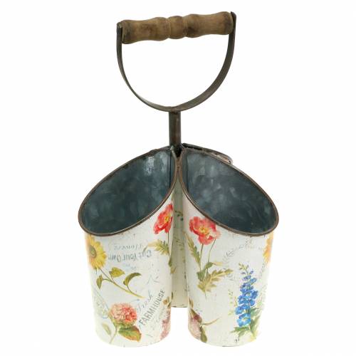 Floristik24 Cache-pot design fleur avec manche bêche 3 pièces H27cm