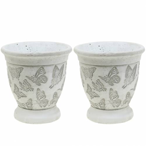 Floristik24 Pot de fleurs pot de fleurs avec papillons Ø12.5cm H13cm 2pcs