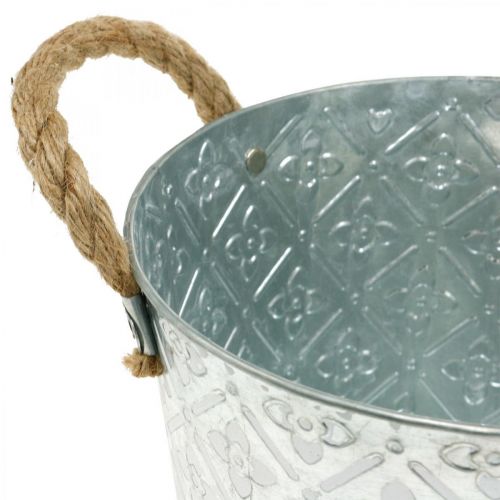 Floristik24 Pot décoratif en métal, cache-pot à motif fleuri, vase en métal à planter Ø20,5cm
