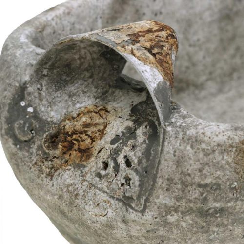 Floristik24 Bol en béton ovale blanc gris marron avec anses antique L25cm