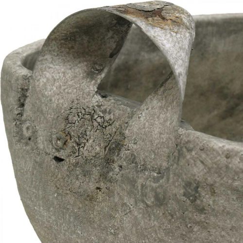 Floristik24 Bol Béton Blanc Gris Marron Anses Antiques L28cm