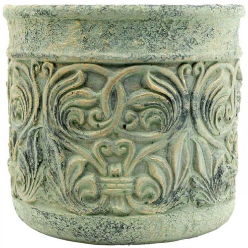 Floristik24 Jardinière aspect antique vert, cache-pot béton doré Ø13,5cm H14,5cm