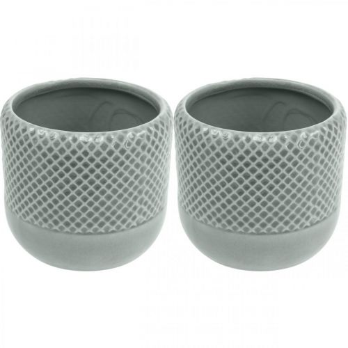 Floristik24 Jardinière avec motif tressé, cache-pot en céramique, pot en céramique Ø16cm 2pcs