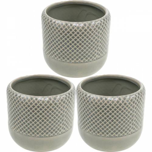 Floristik24 Jardinière en céramique, jardinière tressée, pot en céramique Ø13cm 3pcs